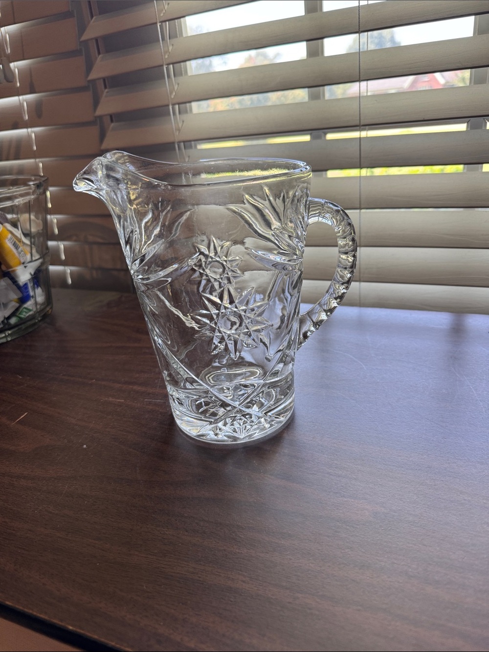 Vintage Anchor Hocking Pitcher with Star Design, 7-1/2” tall